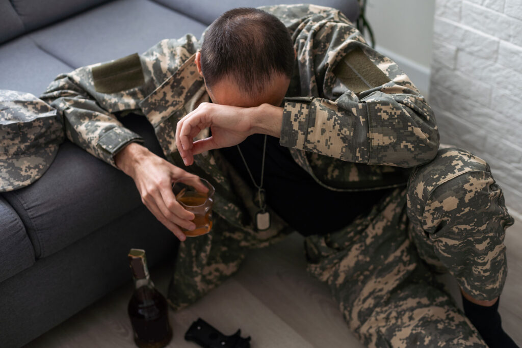 A soldier suffering from grief.