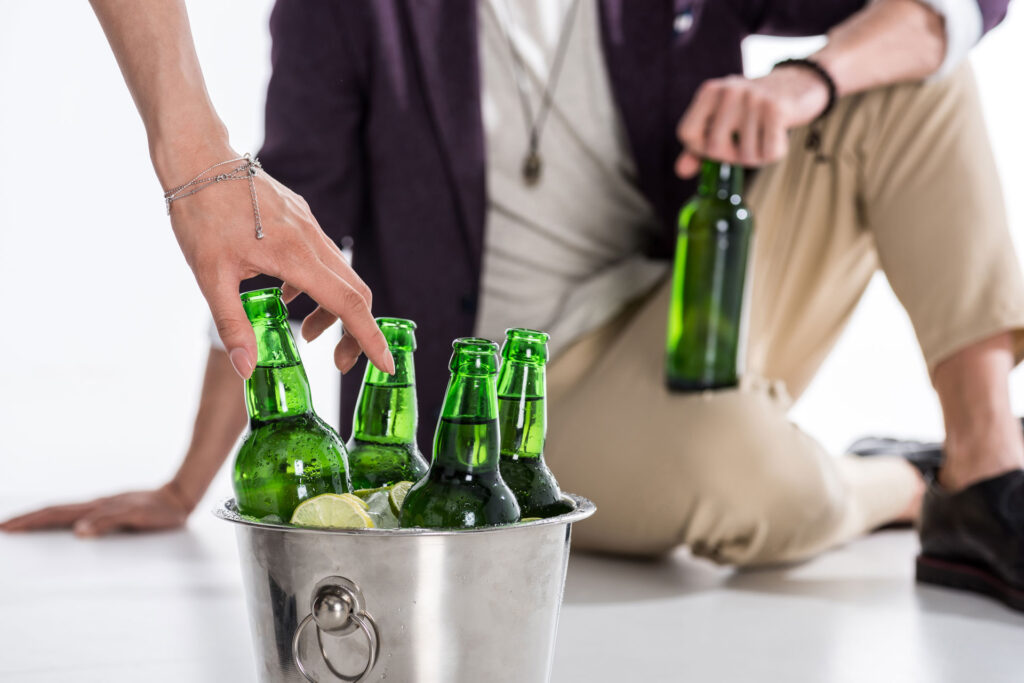 Beer in a bucket.